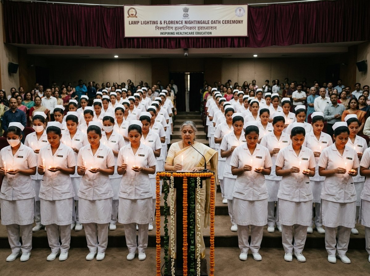 Nursing students taking Florence Nightingale pledge